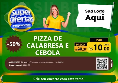 Modelo de Cartaz para Cartaz A4 Horizontal com o tema Super Ofertas de Independência para Pizzaria