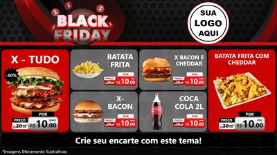 Modelo de TV para TV Horizontal com o tema Black Friday para Hamburgueria