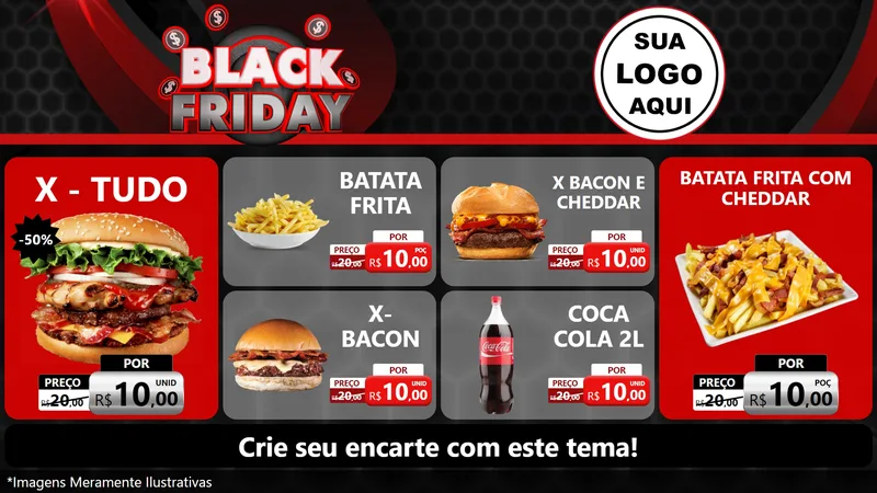 Modelo de TV para TV Horizontal com o tema Black Friday para Hamburgueria