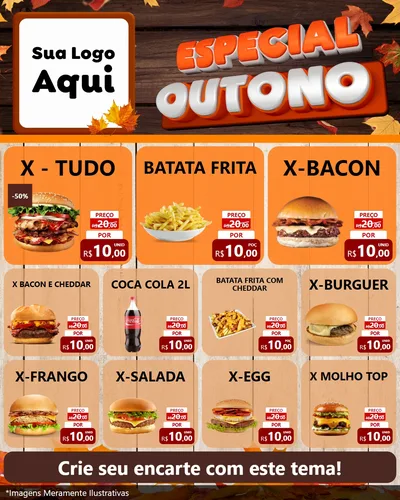 Modelo de Rede Social para Feed Instagram com o tema Especial Outono para Hamburgueria