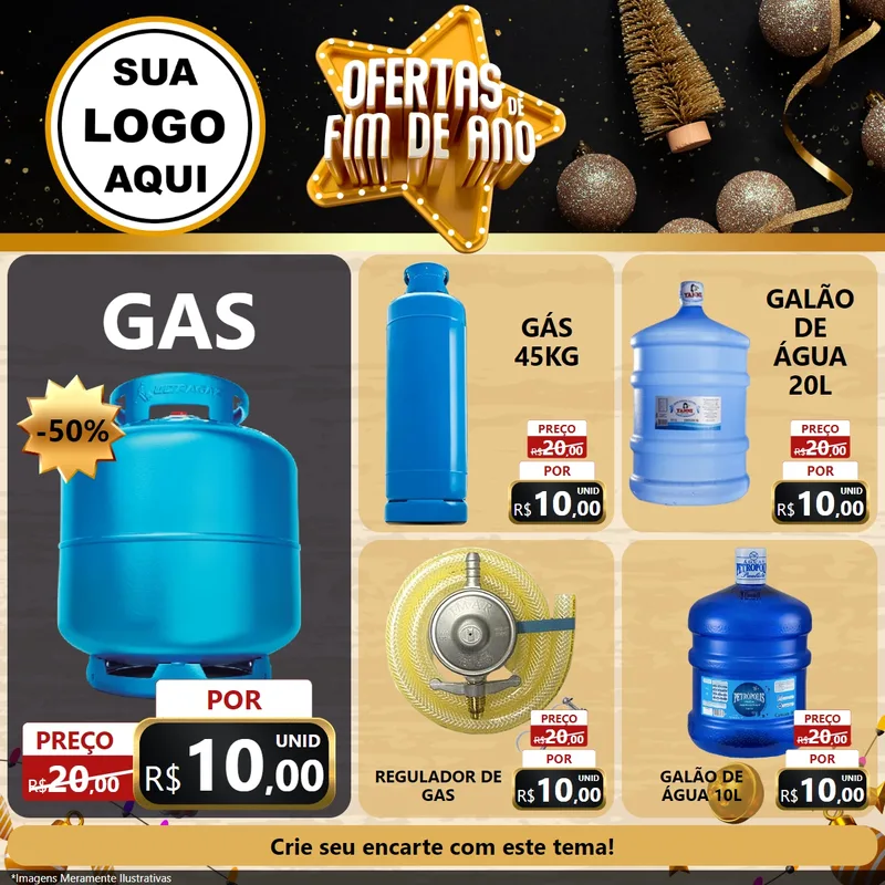 Modelo de Rede Social para Feed Facebook com o tema Ofertas de Fim de Ano para Água e gás