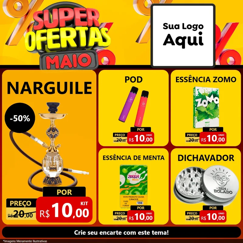 Modelo de Rede Social para Feed Facebook com o tema Super Ofertas Maio para Tabacaria