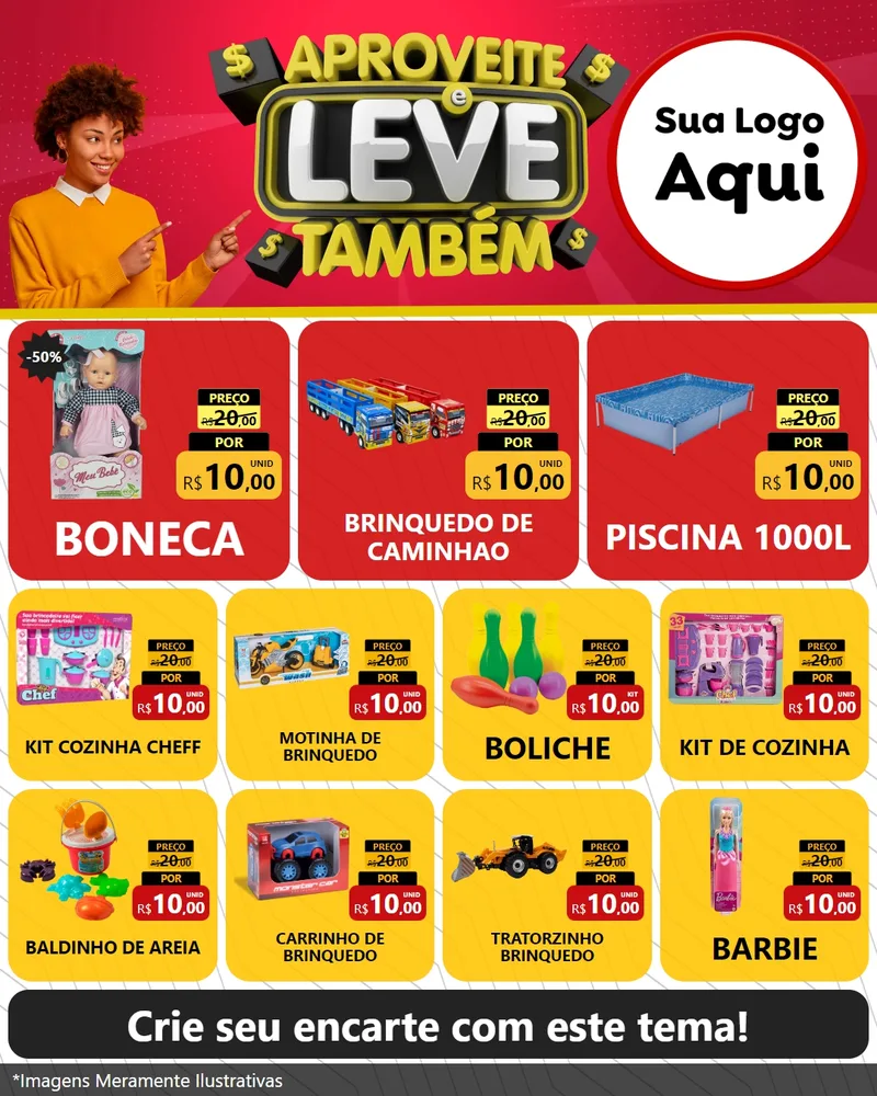 Modelo de Rede Social para Feed Instagram com o tema Aproveite e Leve Também para Brinquedos