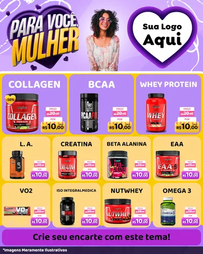 Modelo de Rede Social para Feed Instagram com o tema Para Você, Mulher para Suplementos alimentares