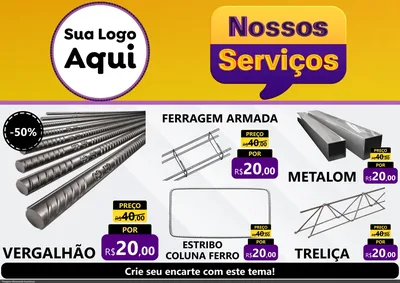 Modelo de Encarte para Encarte A4 Horizontal com o tema Nossos Serviços para Ferragens