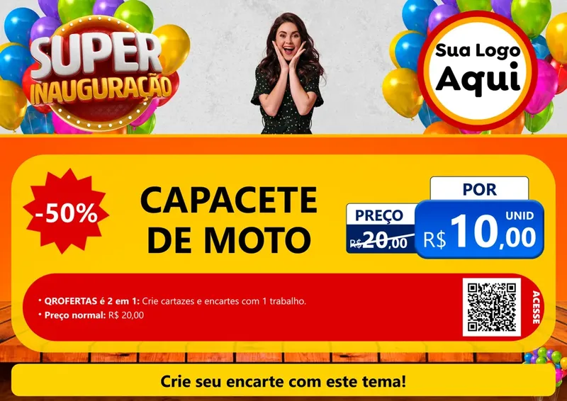 Modelo de Cartaz para Cartaz A4 Horizontal com o tema Super Inauguração para Moto peças