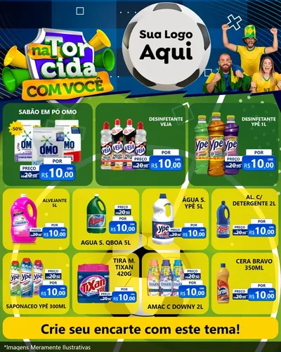 Modelo de Rede Social para Feed Instagram com o tema Na Torcida Com Você - Copa para Produtos de Limpeza