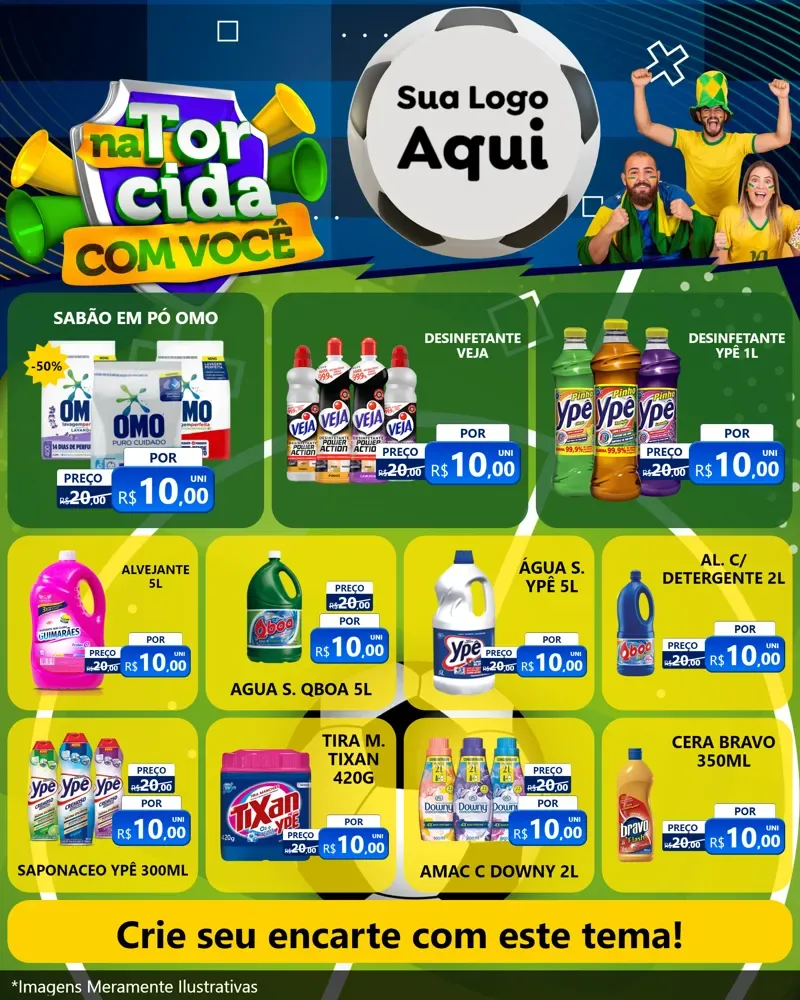 Modelo de Rede Social para Feed Instagram com o tema Na Torcida Com Você - Copa para Produtos de Limpeza