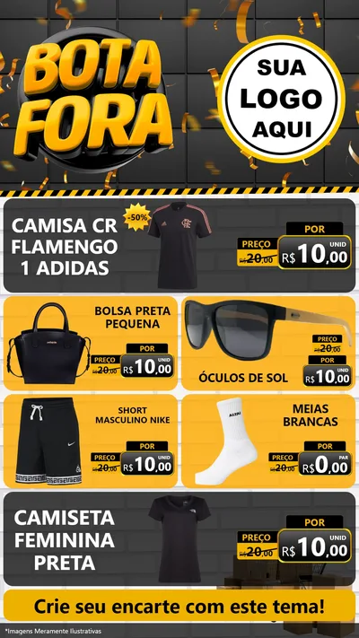 Modelo de TV para TV Vertical com o tema Bota Fora para Roupas e acessórios