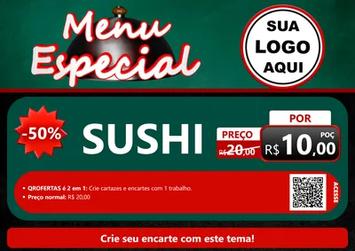 Modelo de Cartaz para Cartaz A4 Horizontal com o tema Menu Especial para Comida japonesa