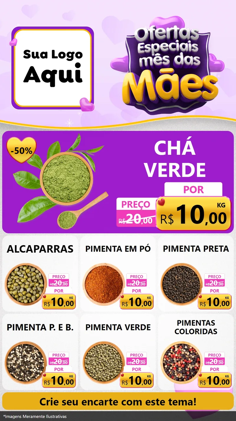 Modelo de Rede Social para Stories com o tema Ofertas Especiais - Mês das Mães para Produtos Naturais