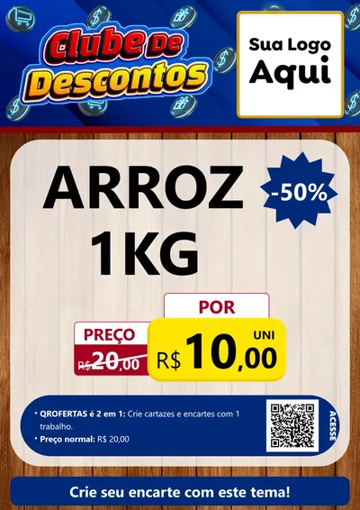 Modelo de Cartaz para Cartaz A4 Vertical com o tema Clube de Descontos para Supermercado