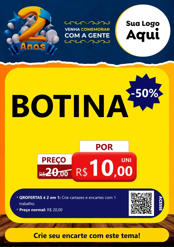 Modelo de Cartaz para Cartaz A4 Vertical com o tema Aniversário de 2 anos para Agropecuária