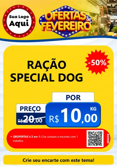 Modelo de Cartaz para Cartaz A4 Vertical com o tema Ofertas de Fevereiro para Pet Shop