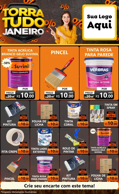 Modelo de Encarte para Encarte Grande com o tema Torra Tudo Janeiro para Tintas e Ferramentas