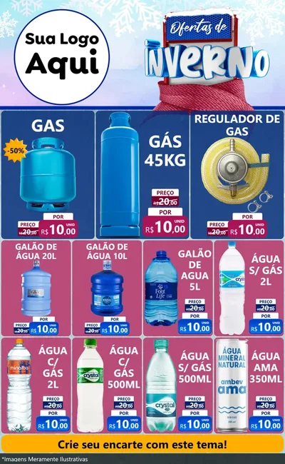 Modelo de Encarte para Encarte Grande com o tema Ofertas de Inverno para Água e gás