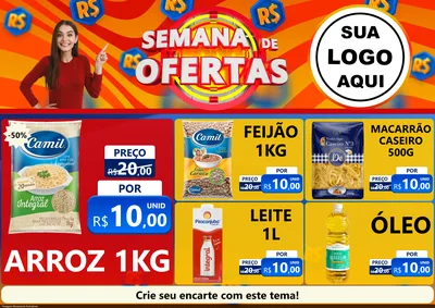 Modelo de Encarte para Encarte A4 Horizontal com o tema Semana de Ofertas para Supermercado