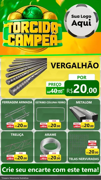 Modelo de Rede Social para Stories com o tema Torcida Campeã - Copa para Ferragens
