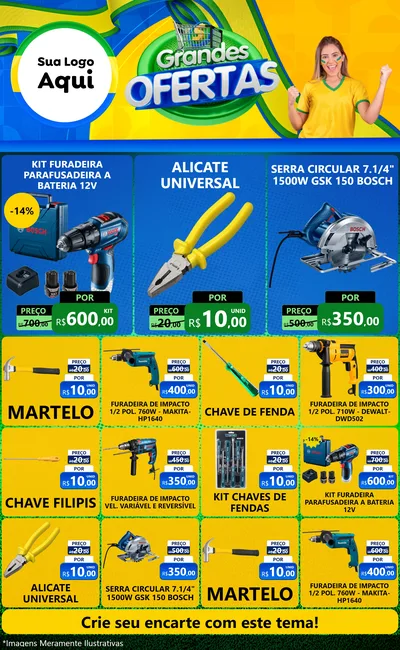 Modelo de Encarte para Encarte Grande com o tema Grandes Ofertas para Maquinas e Ferramentas