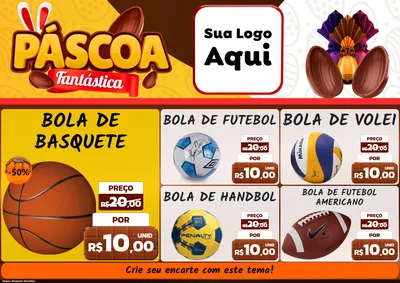 Modelo de Encarte para Encarte A4 Horizontal com o tema Páscoa Fantástica para Artigos Esportivos