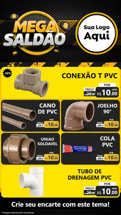 Modelo de TV para TV Vertical com o tema Mega Saldão para Tubos e conexões