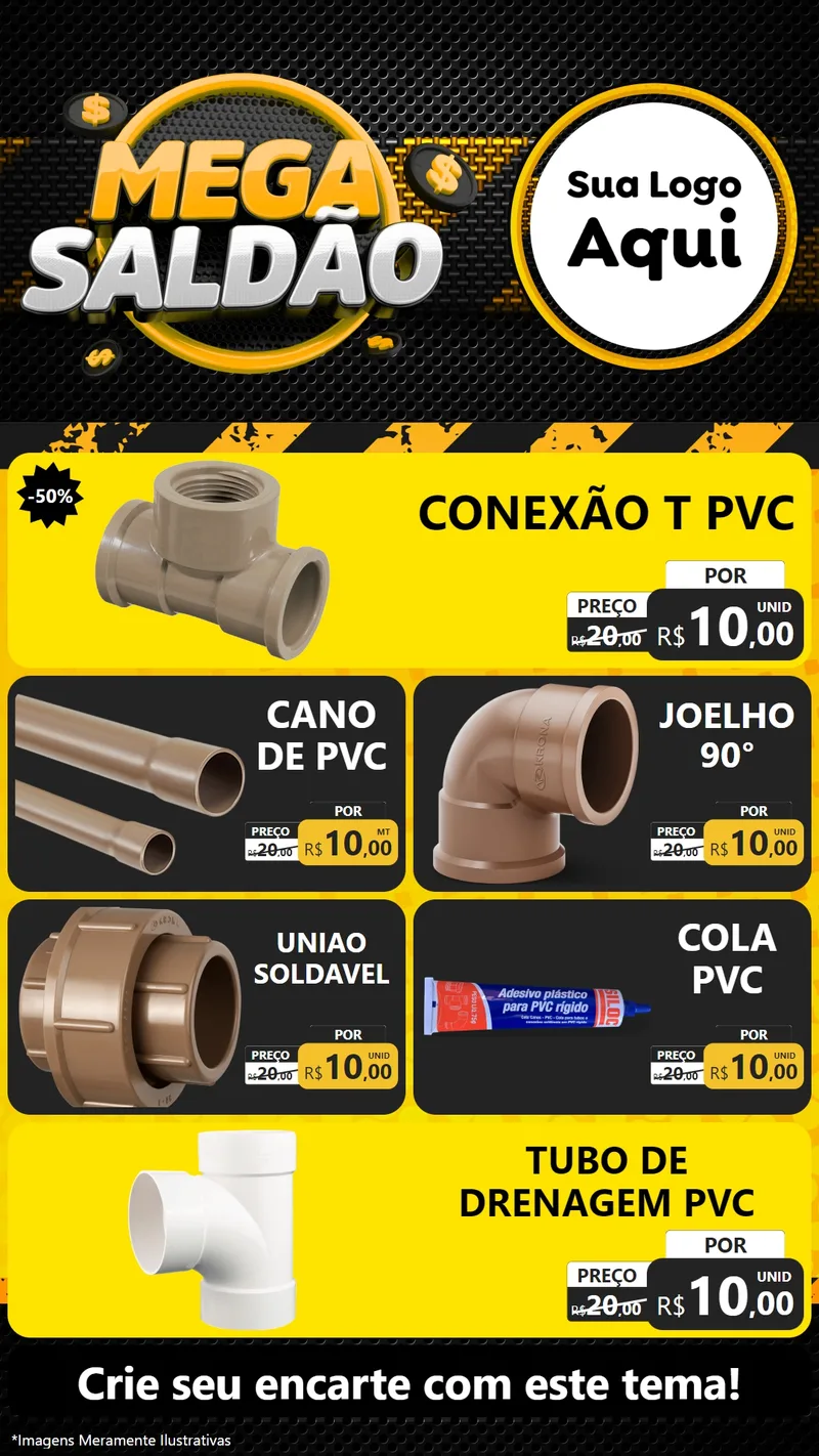 Modelo de TV para TV Vertical com o tema Mega Saldão para Tubos e conexões