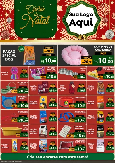 Modelo de Encarte para Encarte A4 Vertical com o tema Natal de Ofertas para Pet Shop