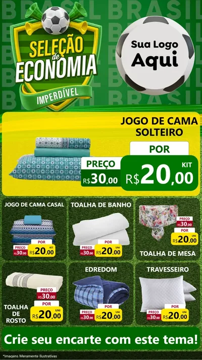 Modelo de Rede Social para Stories com o tema Seleção de Economia - Copa para Cama, Mesa e Banho