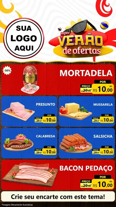 Modelo de TV para TV Vertical com o tema Super Verão de Ofertas para Frios e Laticínios