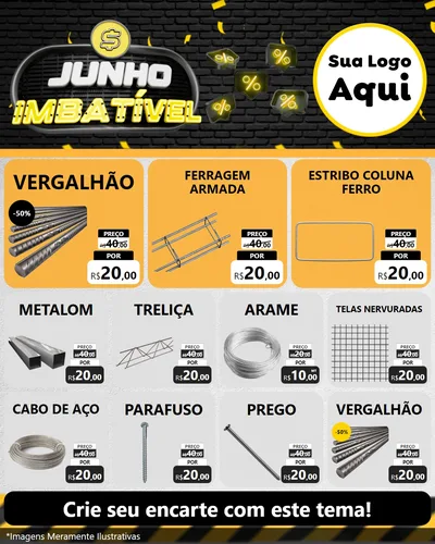 Modelo de Rede Social para Feed Instagram com o tema Junho Imbatível para Ferragens