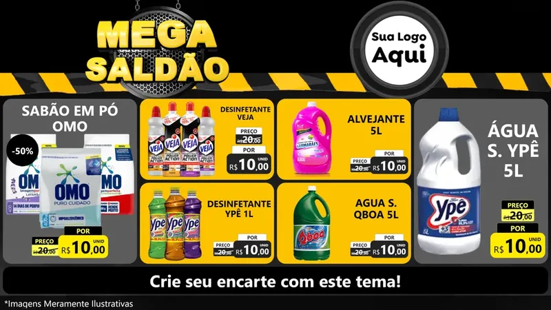 Modelo de TV para TV Horizontal com o tema Mega Saldão para Produtos de Limpeza