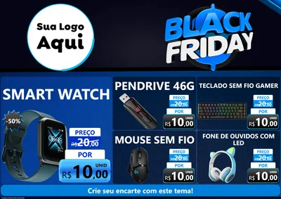 Modelo de Encarte para Encarte A4 Horizontal com o tema Black Friday para Informática