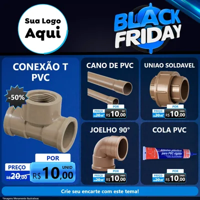 Modelo de Rede Social para Feed Facebook com o tema Black Friday para Tubos e conexões