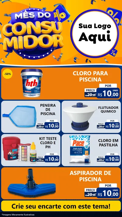 Modelo de TV para TV Vertical com o tema Mês do Consumidor para Produtos para Piscina