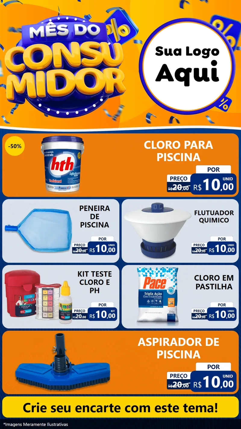 Modelo de TV para TV Vertical com o tema Mês do Consumidor para Produtos para Piscina