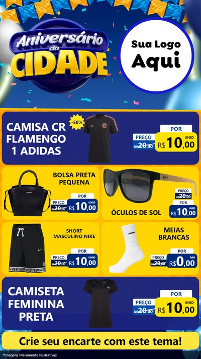Modelo de TV para TV Vertical com o tema Aniversário da Cidade para Roupas e acessórios