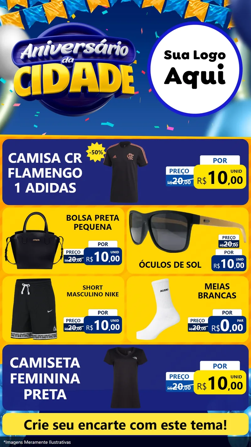 Modelo de TV para TV Vertical com o tema Aniversário da Cidade para Roupas e acessórios