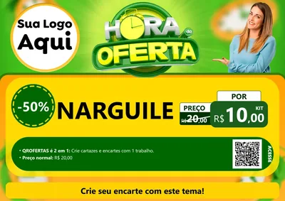 Modelo de Cartaz para Cartaz A4 Horizontal com o tema Hora da Oferta para Tabacaria
