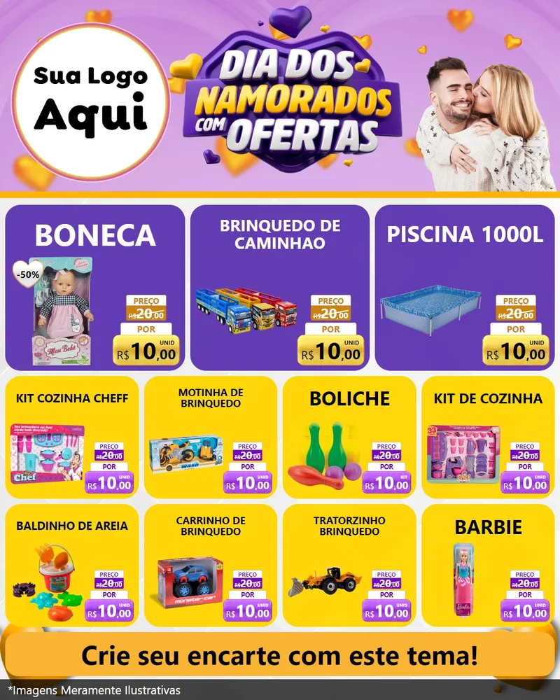 Modelo de Rede Social para Feed Instagram com o tema Dia Dos Namorados Com Ofertas para Brinquedos