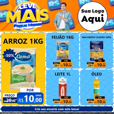 Modelo de Rede Social para Feed Facebook com o tema Leve Mais, Pague Menos para Supermercado
