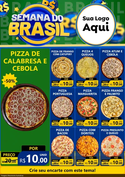 Modelo de Encarte para Encarte A4 Vertical com o tema Semana Do Brasil para Pizzaria