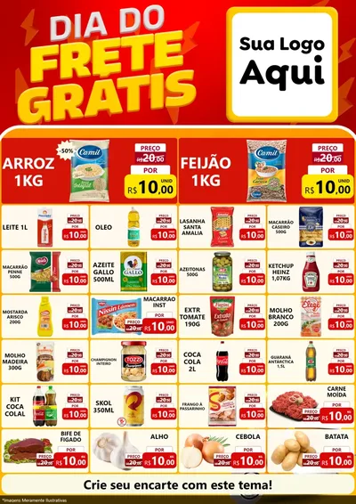 Modelo de Encarte para Encarte A4 Vertical com o tema Dia do Frete Grátis para Supermercado