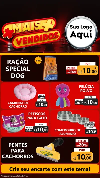 Modelo de TV para TV Vertical com o tema Mais Vendidos para Pet Shop