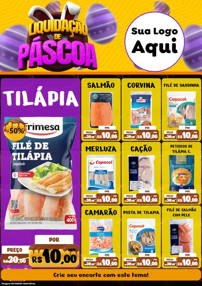 Modelo de Encarte para Encarte A4 Vertical com o tema Liquidação de Páscoa para Peixaria