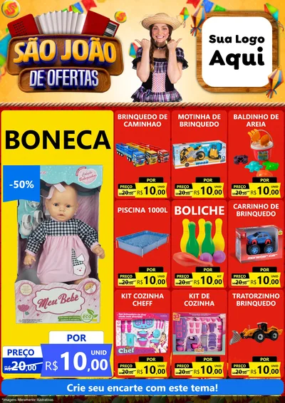 Modelo de Encarte para Encarte A4 Vertical com o tema São João de Ofertas para Brinquedos