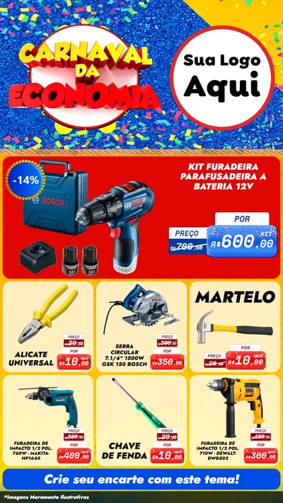 Modelo de Rede Social para Stories com o tema Carnaval da Economia para Maquinas e Ferramentas