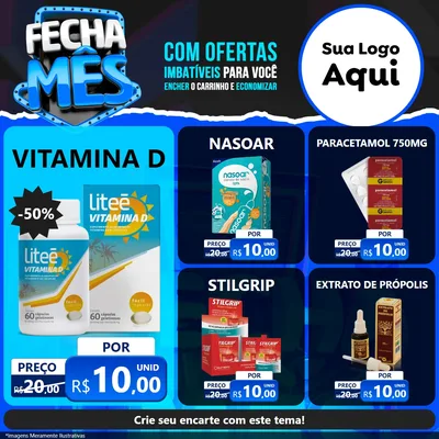 Modelo de Rede Social para Feed Facebook com o tema Fecha Mês para Farmácia