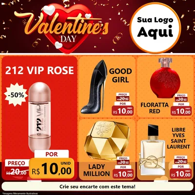 Modelo de Rede Social para Feed Facebook com o tema Valentine's Day para Perfumes