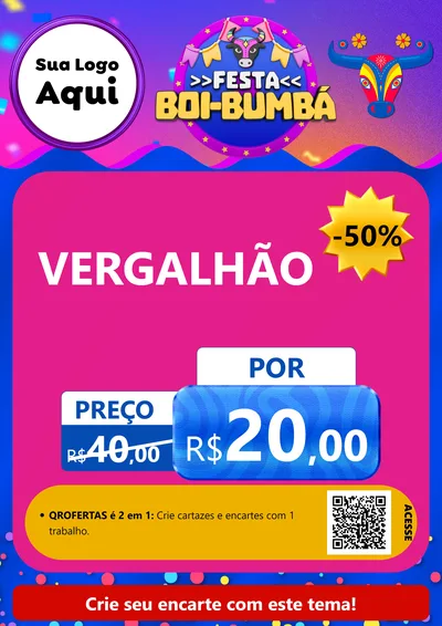 Modelo de Cartaz para Cartaz A4 Vertical com o tema Festa Boi-Bumbá para Ferragens