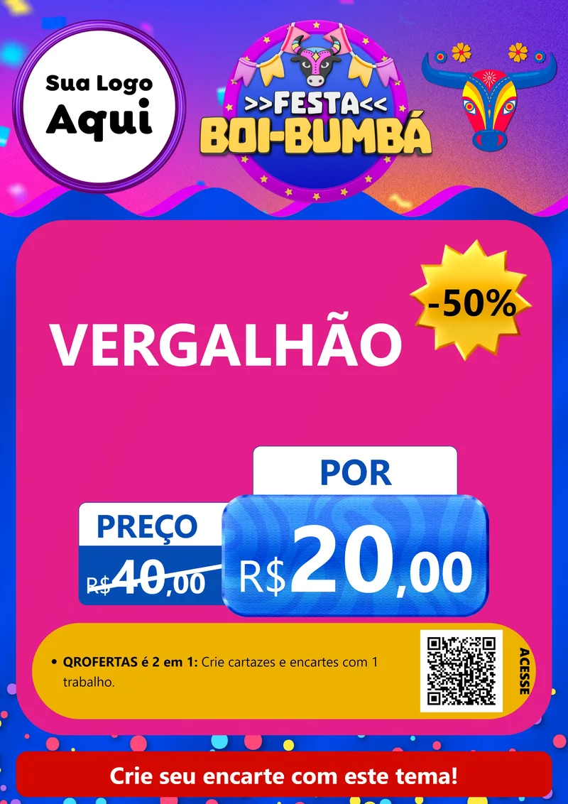 Modelo de Cartaz para Cartaz A4 Vertical com o tema Festa Boi-Bumbá para Ferragens